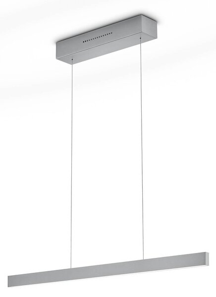 Knapstein Lampada LED a sospensione LINDA-72 nichel, lunghezza 72 cm, comando gestuale LINDA, dimmerabile, Alluminio / Grigio / Zincato, Soggiorno / Sala da pranzo, Metallo, Moderno