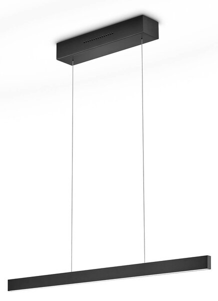 Knapstein Lampada LED a sospensione LINDA-72 nera, lunghezza 72 cm, comando gestuale LINDA, dimmerabile, Nero, Soggiorno / Sala da pranzo, Metallo, Moderno