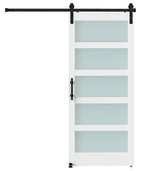 HOMCOM Porta Scorrevole con Kit e Pannelli in Vetro per Bagno, 91.4x213.4 cm, Bianco | Aosom Italy
