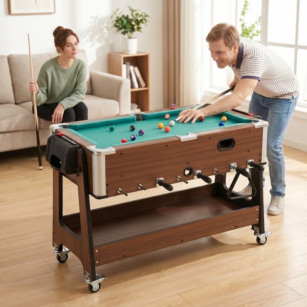 SPORTNOW Tavolo 3 In 1: Air Hockey, Biliardo, Calcio Balilla, Ruote Bloccabili, Ripiano | Aosom Italy