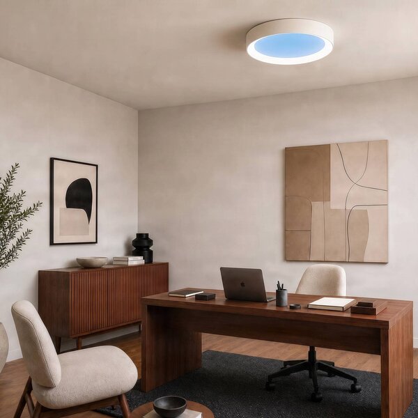Plafoniera a LED Sky Lucande, dimmerabile, Blu, Soggiorno / Sala da pranzo, Plastica, Moderno, Plafoniera LED
