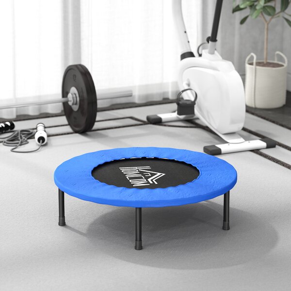 HOMCOM Trampolino Elastico per Adulti Ø81cm, Capacità di Carico 100 kg, a 28 Molle Bunge, per Yoga ed Esercizi, in Acciaio e PP, Blu | Aosom Italy