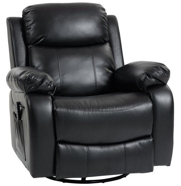 HOMCOM Poltrona Relax Massaggiante con 8 Testine Vibranti, Schienale e Poggiapiedi Regolabili, 98x92x100 cm, Nero | Aosom Italy