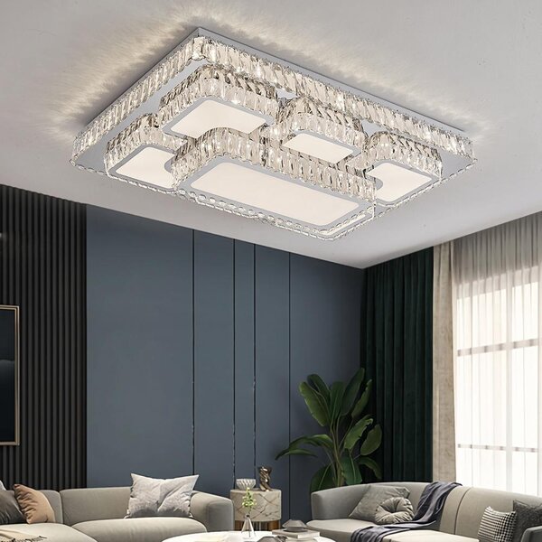 Lampada a sospensione LED Eurohandisplay TY3019-95x65, con telecomando, regolabile da luce bianco caldo a bianco freddo, con struttura in metallo placcata in oro