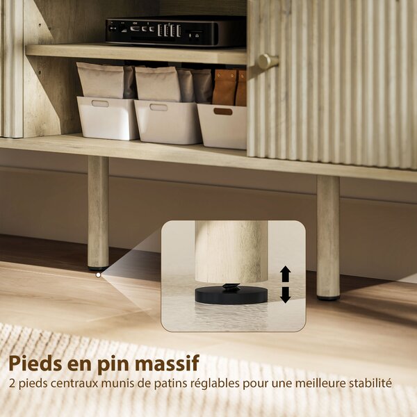 HOMCOM Mobile TV con 2 Ante, 2 Scomparti Aperti e Ripiano Regolabile, 140x35x49 cm, Rovere | Aosom Italy