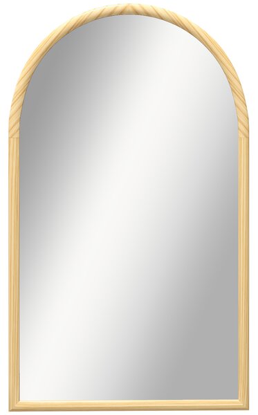 HOMCOM Specchio da Parete ad Arco, 110x65 cm, Cornice in legno, Specchio ad Arco per Soggiorno, Camera, Ingresso, Legno Naturale | Aosom Italy