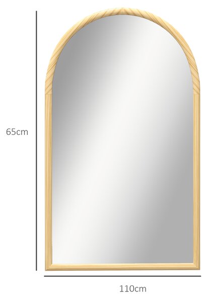 HOMCOM Specchio da Parete ad Arco, 110x65 cm, Cornice in legno, Specchio ad Arco per Soggiorno, Camera, Ingresso, Legno Naturale | Aosom Italy