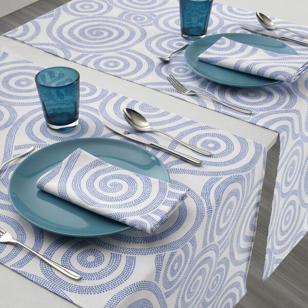 Runner Per La Tavola In Saia Di Cotone Galassie 50X150 Promotion Items Moderno Azzurro Caleffi