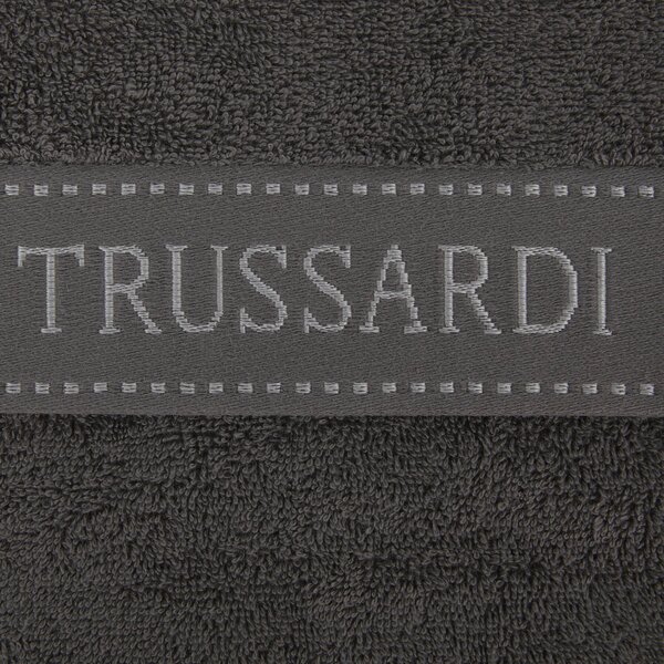 Asciugamano Con Ospite In Acrilico Dralon Ribbon 40X60 60X110 Trussardi Tinta Unita Antracite Caleffi