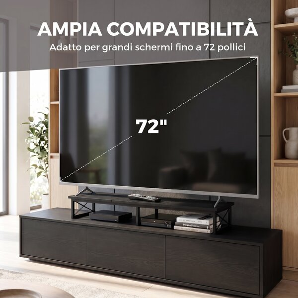 HOMCOM Supporto Scrivania per Monitor con Scomparti e Portaoggetti, Nero | Aosom Italy