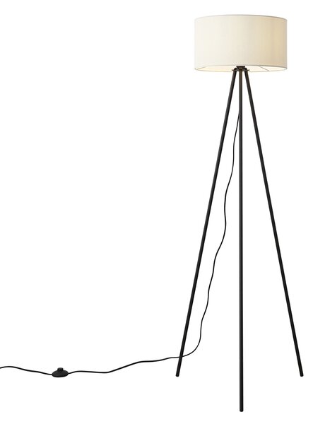 Lampada da terra moderna a treppiede bianca con paralume in velluto - Luz