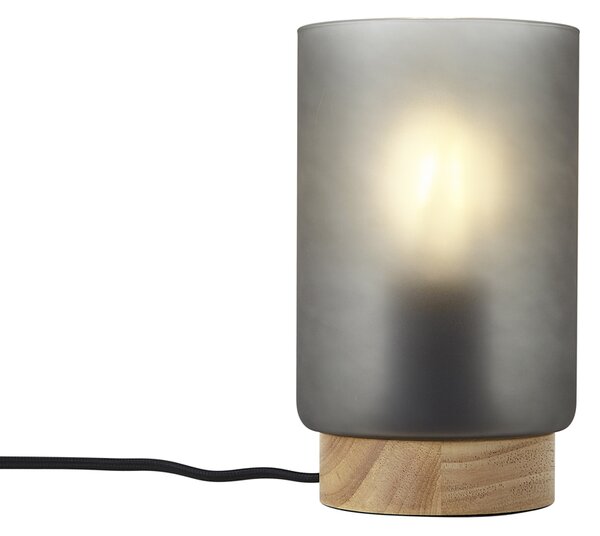 Lampada da tavolo moderna in legno con vetro grigio opaco - Umbra