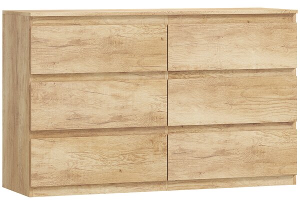 HOMCOM Cassettiera con 6 Cassetti, Mobile Contenitore Minimalista senza Maniglie, 120x39x75 cm, Rovere | Aosom Italy