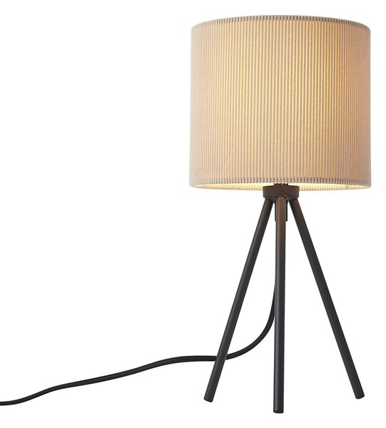 Lampada da tavolo moderna a treppiede color talpa con paralume in velluto - Luz