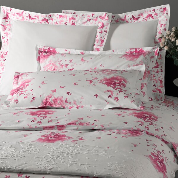 Copriletto Trapuntato In Percalle Rose-e-farfalle Matrimoniale - 270X260 Emporium Floreale Rosa Caleffi