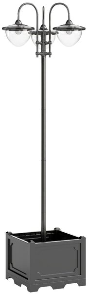 Outsunny Lampione Intelligente a Pannelli Solari con 3 Lampade Led, 3 livelli e Accensione Automatica, 60x55x189 cm, Nero | Aosom Italy