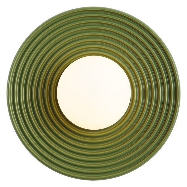 Plafoniera retrò verde con vetro opale - Lila