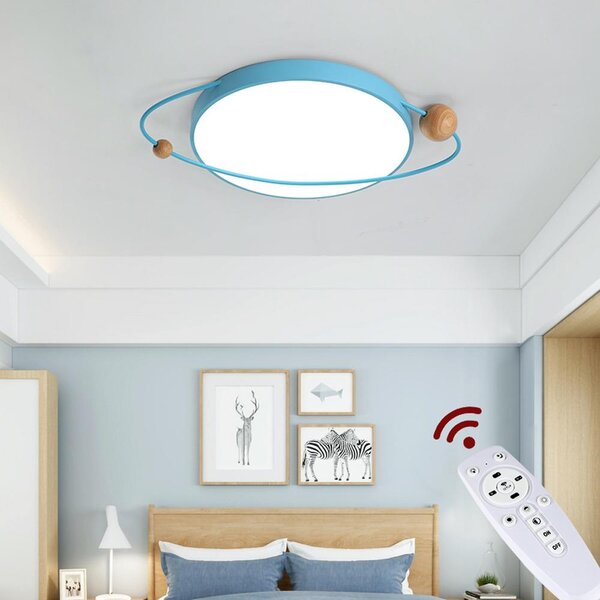 NUOVA XQ-301 Plafoniera a LED blu con telecomando Colore della luce/luminosità regolabile Paralume in acrilico Montatura in metallo laccato blu