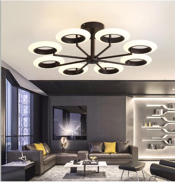 Plafoniera LED 9012X-8-kf color caffè con telecomando Colore della luce/luminosità regolabile Paralume in acrilico A+ Luce LED da soggiorno
