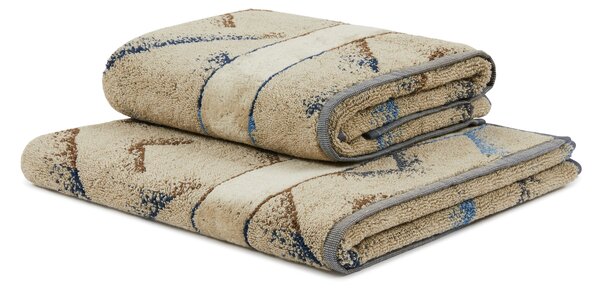 Asciugamano Con Ospite In Acrilico Dralon Kanzi 40X60+60X100 Carrara Moderno Blu Caleffi