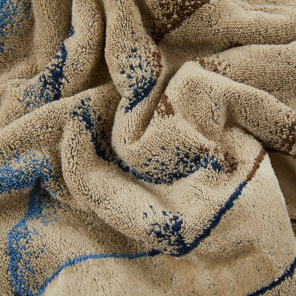 Asciugamano Con Ospite In Acrilico Dralon Kanzi 40X60+60X100 Carrara Moderno Blu Caleffi