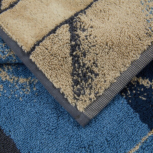 Asciugamano Con Ospite In Acrilico Dralon Kanzi 40X60+60X100 Carrara Moderno Blu Caleffi
