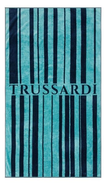 Telo Mare In Acrilico Dralon Logo Line 95X180 Trussardi Moderno Blue Caleffi