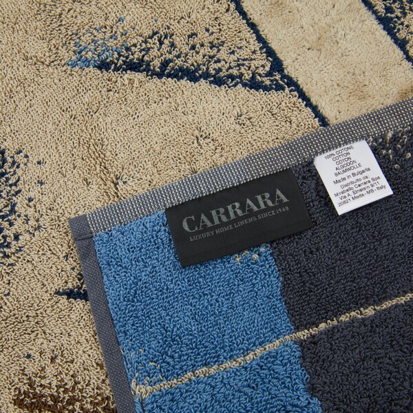 Asciugamano Con Ospite In Acrilico Dralon Kanzi 40X60+60X100 Carrara Moderno Blu Caleffi