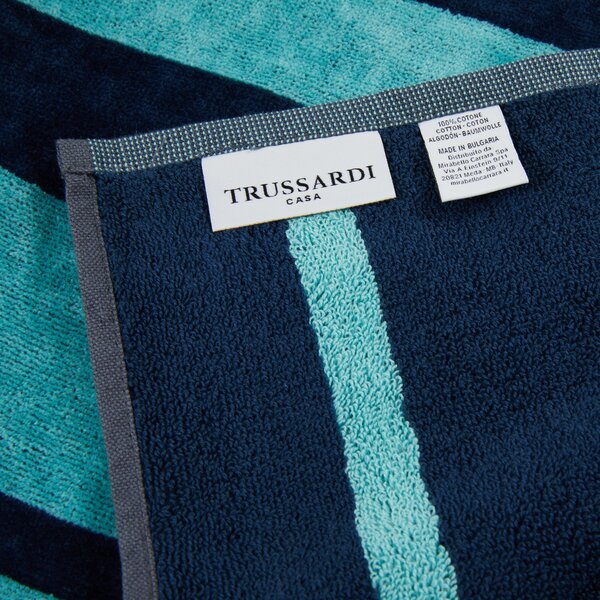 Telo Mare In Acrilico Dralon Logo Line 95X180 Trussardi Moderno Blue Caleffi