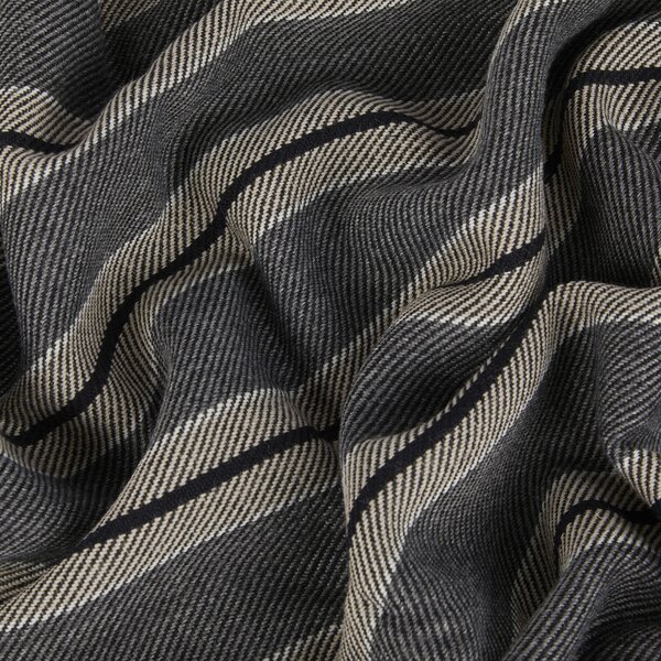 Telo Arredo Copridivano In Plaid Grandecor In Tinto In Filo Regimental 170x240 Trussardi Geometrico Grigio Caleffi