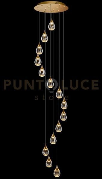 Lampada a sospensione stilla, acrilico trasparente, struttura oto s