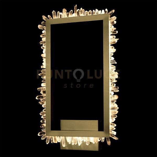 Lampada da parete rettangolare quartz halo, oro satinato, led 14w, 