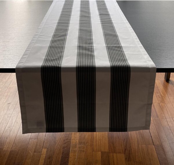 Runner Per La Tavola In Saia Di Cotone Stripes 45X150 Promotion Items Moderno Grigio Caleffi