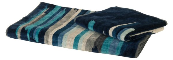 Asciugamano Con Ospite In Acrilico Dralon John 40X60 60X110 Carrara Moderno Blu Caleffi