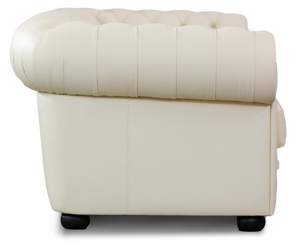 Divano Chesterfield Pelle Fiore Bianco Panna