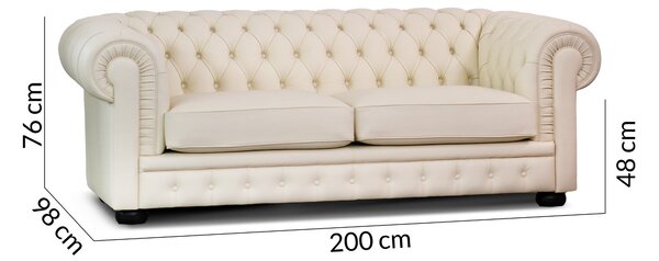 Divano Chesterfield Pelle Fiore Bianco Panna