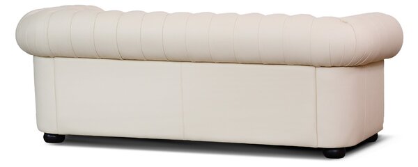 Divano Chesterfield Pelle Fiore Bianco Panna