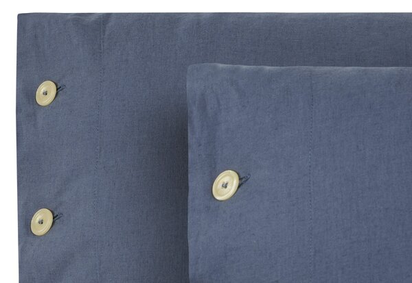 Copripiumino Con Federe In Misto Lino Violino 55x55 Bellora Continuat. Tinta Unita Blu Caleffi