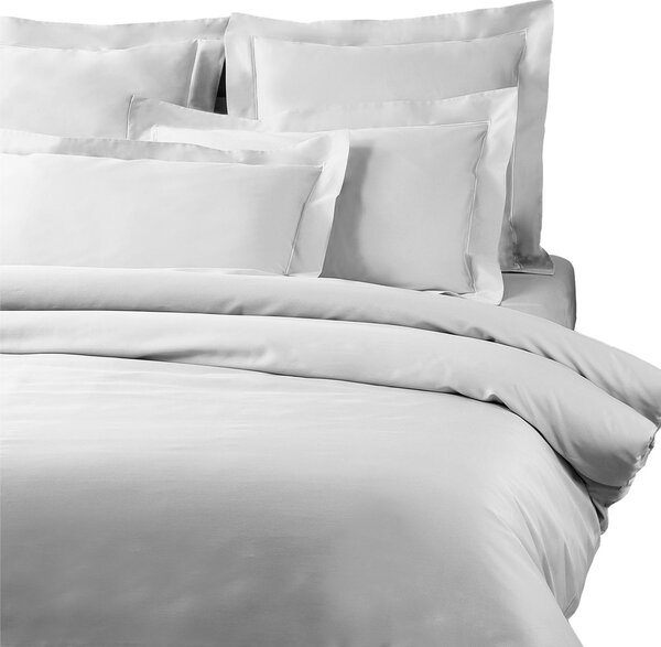 Copripiumino Con Federe In Raso Di Cotone Precious Sateen Matrimoniale - 255X255 + 2 Federe50X80 Mirabello Brera Tinta Unita Bianco Caleffi