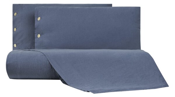 Copripiumino Con Federe In Misto Lino Violino 55x55 Bellora Continuat. Tinta Unita Blu Caleffi
