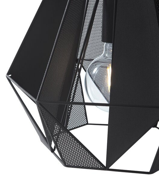 Lampada a sospensione industriale nera con rete 3 luci - Carcass