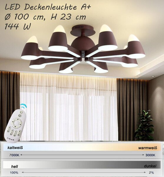 9072-8 Plafoniera a LED con telecomando Colore della luce/luminosità regolabile