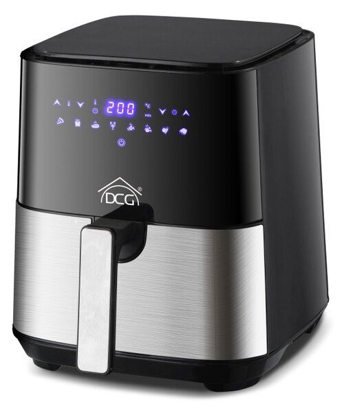 DCG Friggitrice ad Aria 5 Litri Potenza 1450W con Timer e Termostato Regolabile colore Nero/Argento - FR3605D