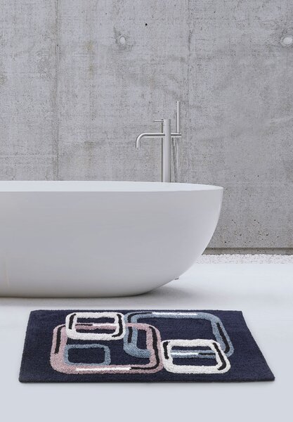 Tappeto D'arredo In Cotone Asako 50x80 Carrara Moderno Blue Caleffi