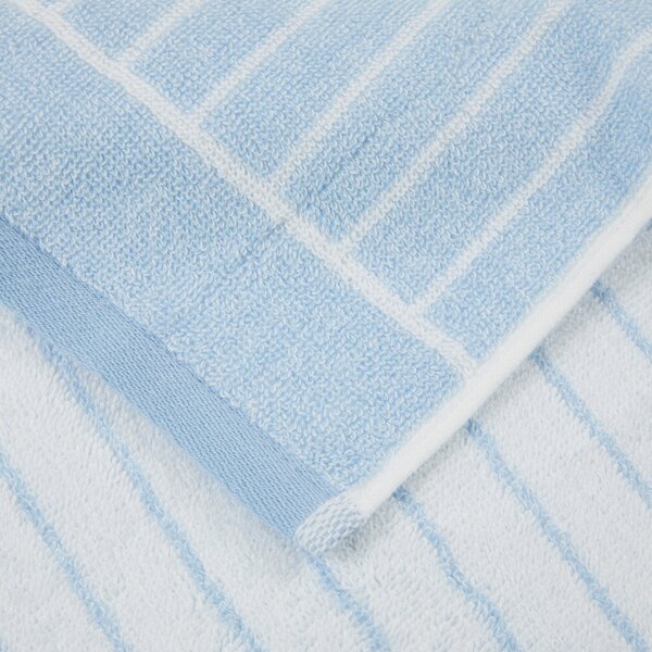 Asciugamano Con Ospite In Acrilico Dralon Gessato 40X55+60X100 Carrara Moderno Azzurro Caleffi