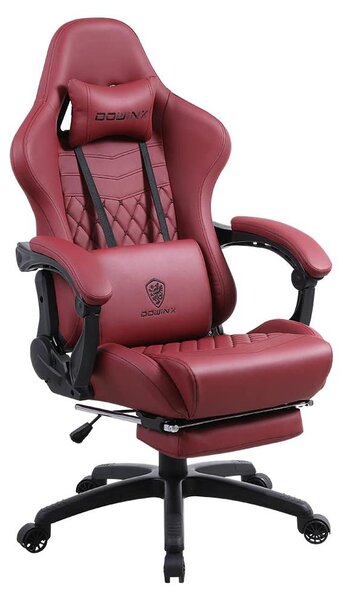 Sedia da gaming in ecopelle trapuntata, con supporto lombare massaggiante, poggiapiedi, inclinazione regolabile da 90° a 170°, portata massima di 200 kg, ideale per l'ufficio domestico e il gaming