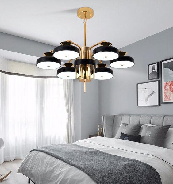 Plafoniera LED XW816-6H con telecomando Colore della luce/luminosità regolabile Paralume in acrilico nero/