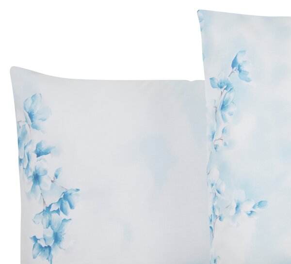 Copripiumino Con Federe In Percalle Luisiana Mandorlo In Fiore Matrimoniale - 255X255 + 2 Federe50X80 Emporium Floreale Azzurro Caleffi