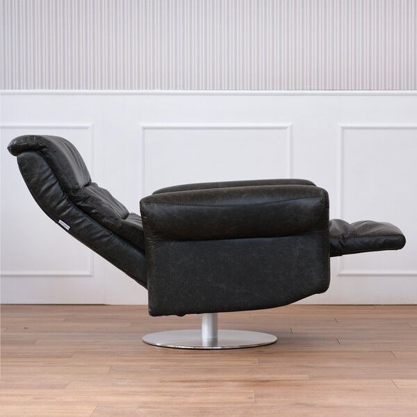 Poltrona relax elettrica girevole Musa pelle fiore antracite