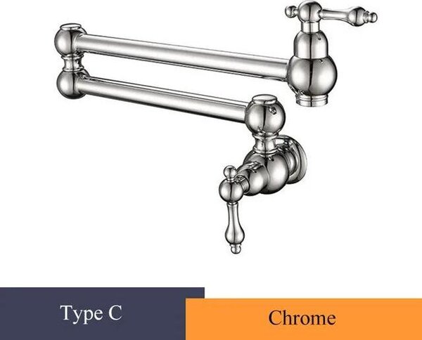 Miscelatore da cucina da montare a parete - Rubinetto per lavello solo acqua fredda - Bocchetta girevole a 360° e orientabile - Installazione con un foro - Ottone - Cromo
